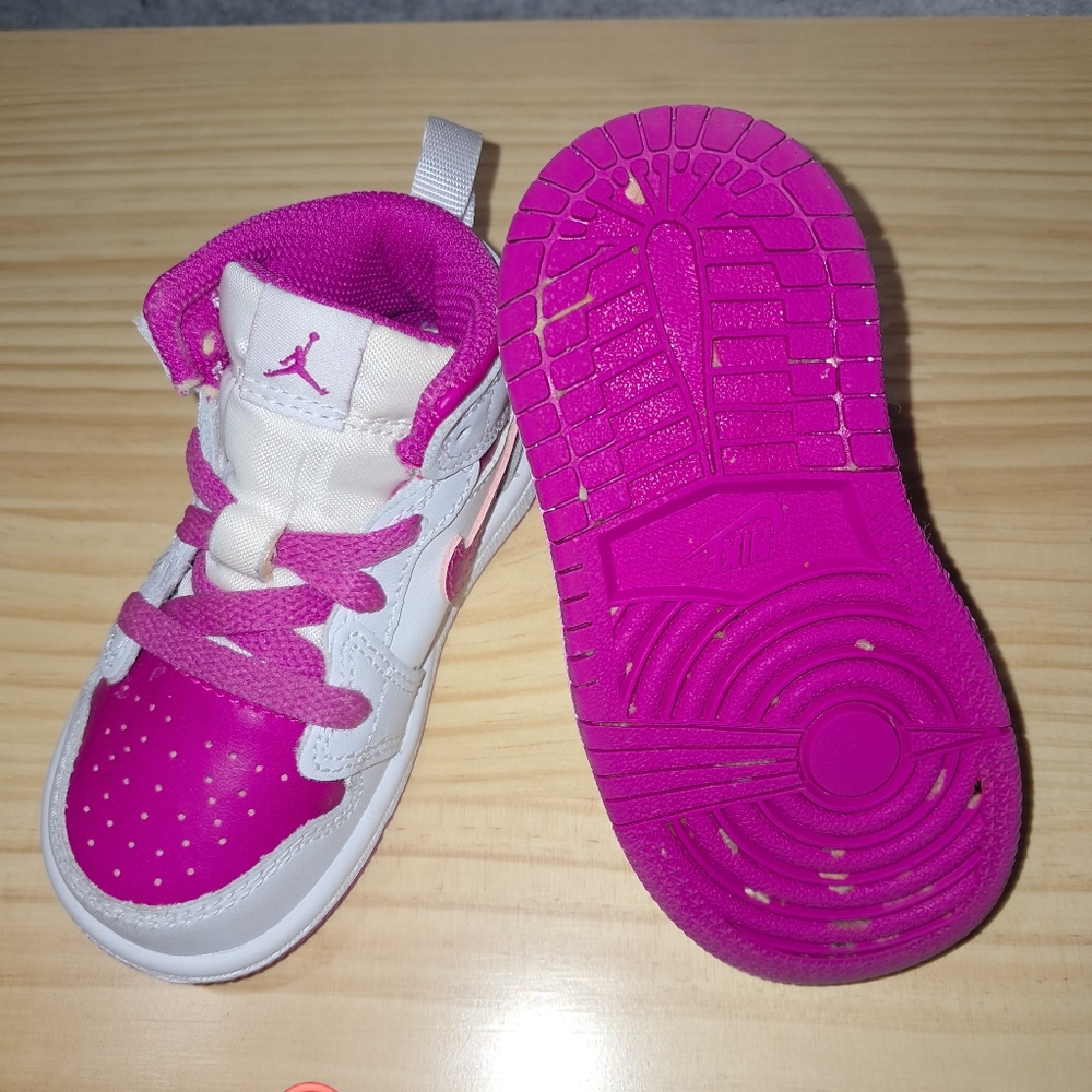 Jordan Kids Pink and White Sneakers